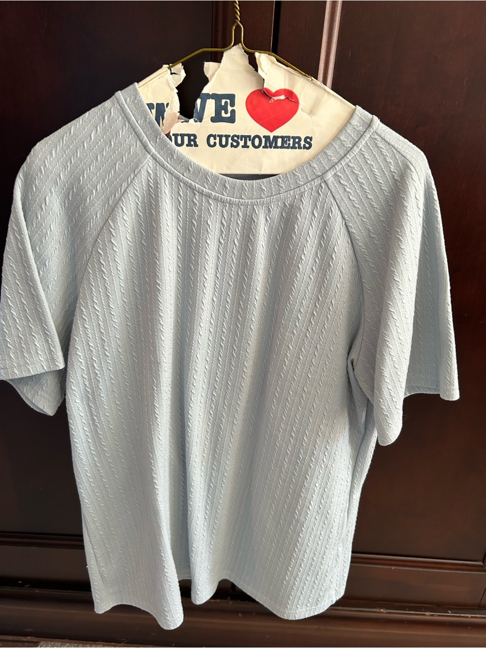 Light Blue Cable knit Short-Sleeve women’s sweater